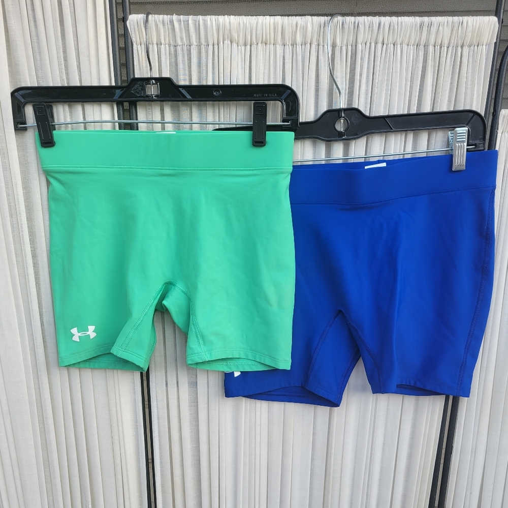 Under Armour Women's Vibrant Green and Bold Blue Shorts